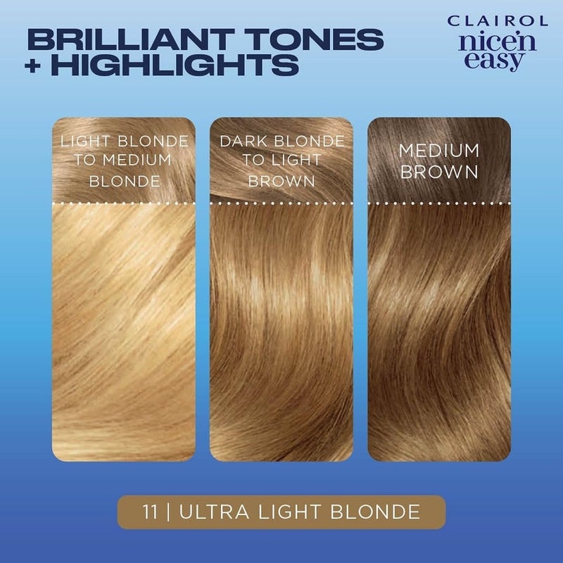 Clairol Nice'n Easy Permanent Hair Dye, 11 Ultra Light Blonde Hair Color, Pack of 1 - Image 4